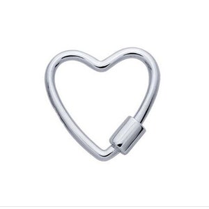 Sterling Silver Heart Charm Bail Clasp, Locking Clasp, Charm Bail Enhancer, Carabiner Heart