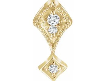 14K Yellow Gold Diamond-Set Pendant Slide Bail, 14K White Gold Bail with Diamonds, Enhancer Slide Bail