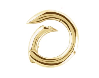 10K, 14K Solid Gold Charm Bail Hinged, Push Clasp Bail Connector, Holder Enhancer Reusable Paper Clip Chain