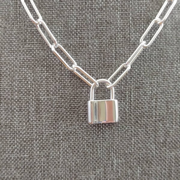 Engraved Padlock Necklace Etsy