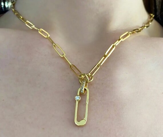 10K, 14K Solid Gold Charm Bail Hinged, Push Clasp Bail Connector