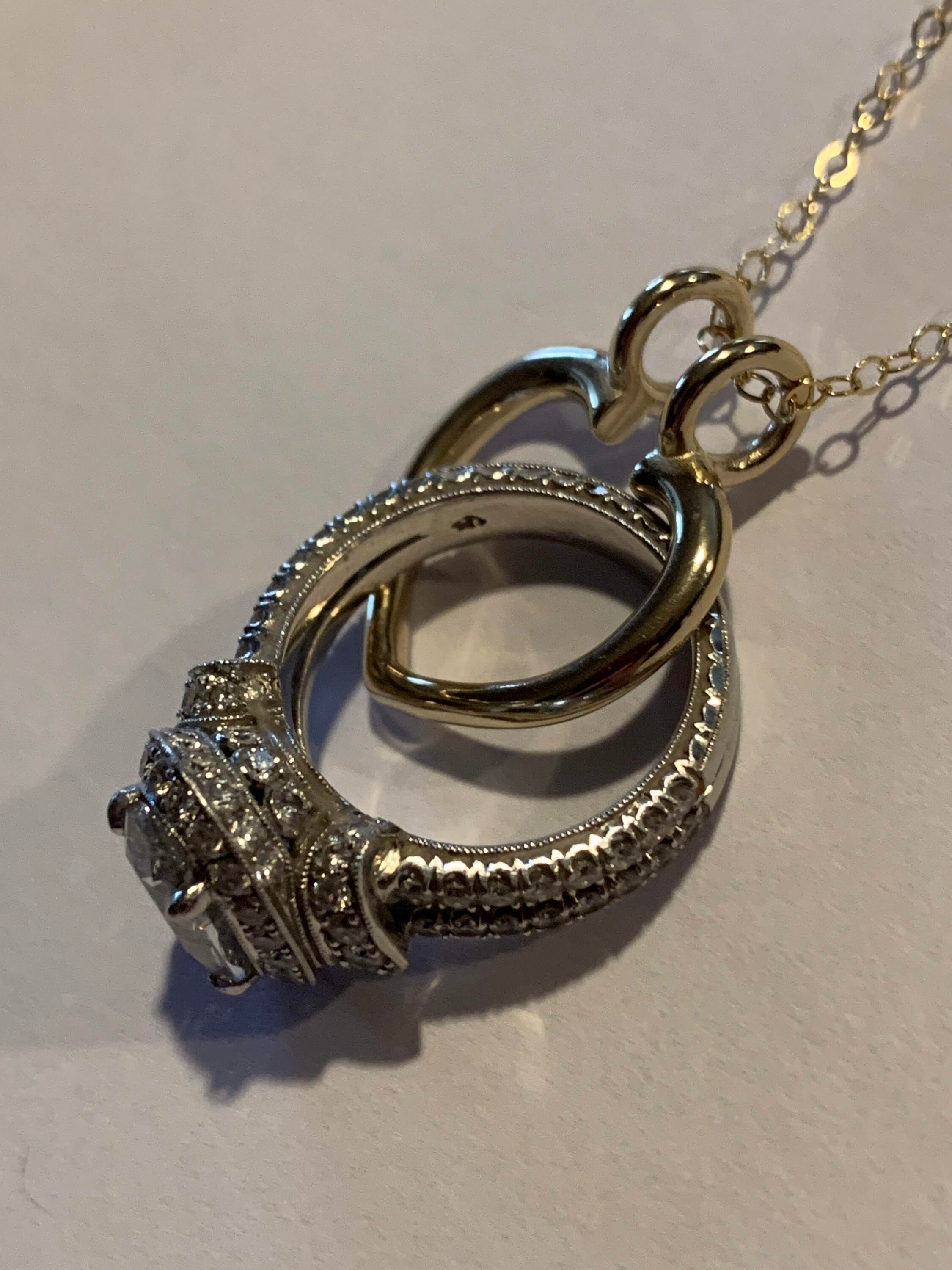 14K Solid Gold Ring Holder Pendant Necklace Heart Favorite Etsy