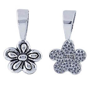 Sterling Silver Flower Bail, Sterling Silver Glue-On Bail, Flower Bail Necklace Pendant