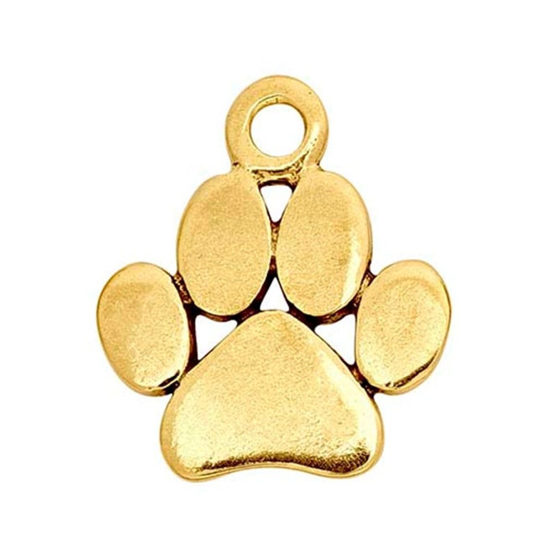 14K Gold Paw Print Dog Tag Pendant Dainty Pet Memorial Sterling Silver