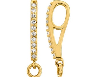 14K Yellow Gold Charm Bail Enhancer Diamond-Set Pendant Bail with Ring Yellow or White Gold