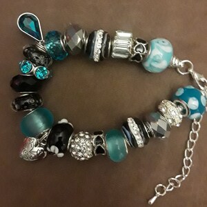 Blue and Black Charm Bracelet