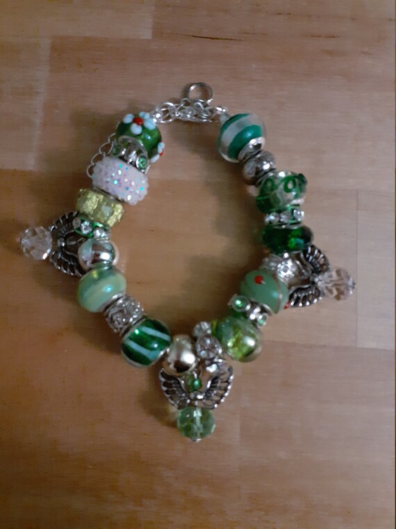 Green Pandora Charm Bracelet Etsy