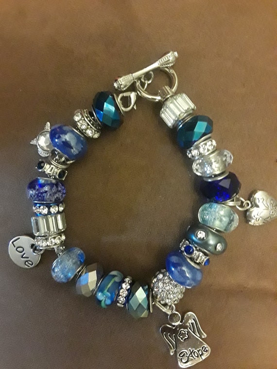 Gevoel Bedrijf naakt Blue and Silver Charm Pandora Bracelet - Etsy