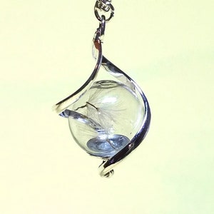 Handmade Fancy Glass Orb Dandelion Seeds Silver Necklace Crescent Moon Necklace Couple Gift Anniversary Gift Personalised Gift 2099 image 1
