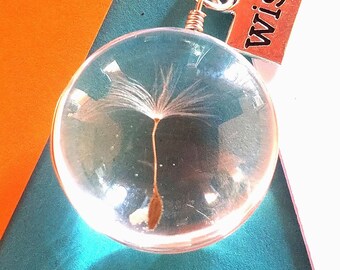 Necklace Personalized Necklace, Terrarium Jewelry, Dandelion Seed Necklace, Wish Necklace,Gift For  925 Sterling silver  #20100