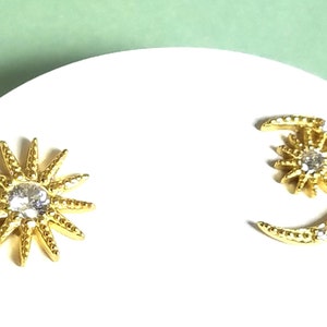 2055#  18 karat Gold field Day & Night With Star Earrings  With Cubic Zirconia Setted,        Gift For Her