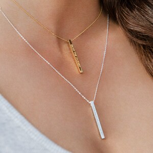 Vertical Engravable  4 Sided Necklace Pendent  #NS20509