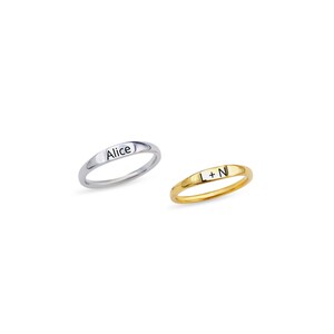 Thin Personalized Ring, Gold Plated 925 Sterling Silver Ring, Name Ring, Gift for Friends, Mom Gift, Birthday Gift, Grandmother Gift