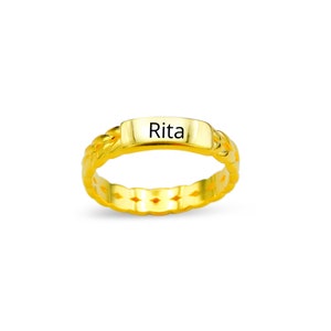Personalized Ring, Gold Plated 925 Sterling Silver Ring, Name Ring, Gift for Friends, Mom Gift, Birthday Gift, Grandmother Gift