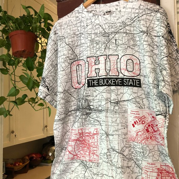 Vintage Ohio State All Over Print Map T-shirt