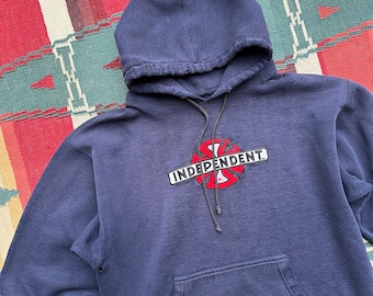 Vintage Faded 90s Independent Skate Hooded Sweatshirt