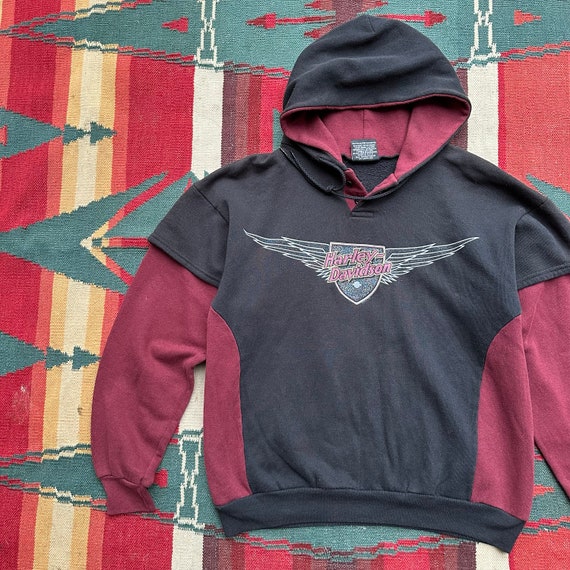 Vintage 80s Harley Davidson Hooded Sweatshirt Etsy