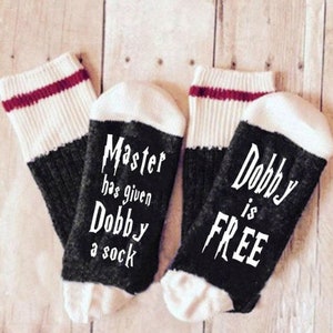 Fun Socks: "Master has given Dobby a sock, Dobby is free" Black