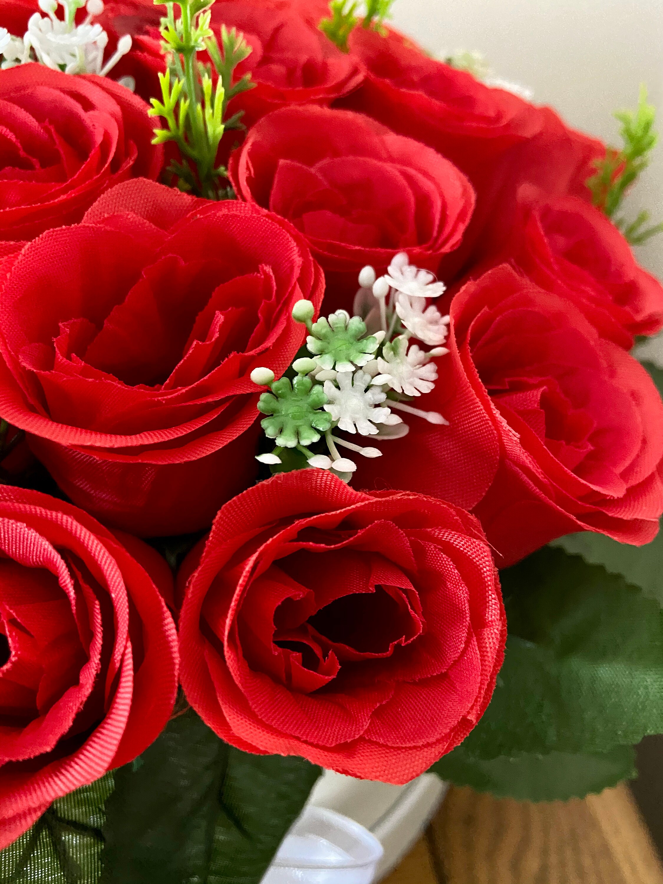 Artificial Hatbox Flower Arrangement Silk Flowers Gift Red Etsy UK