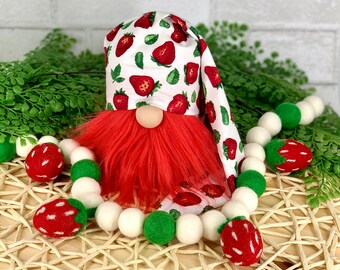 Gnomes Strawberry hat  | Strawberry tray decor| Gnomes | Summer tiered tray | Gnome hats | Gnome DIY Kit - 164(1,34)