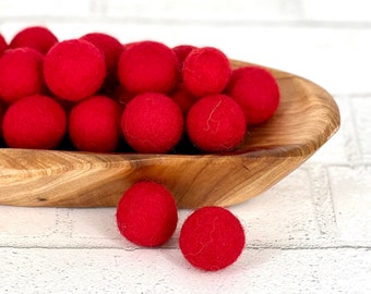 2.5 cm Red Felt Ball | Wool Felt Pom Pom | DIY Garlands | Red Felt balls |