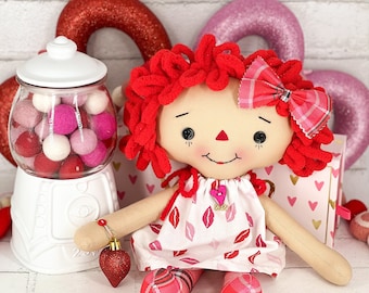 Valentine’s Day doll | handmade primitive doll | Raggedy dolls | collectible dolls | Dolls with interchangeable legs, dresses & accessories