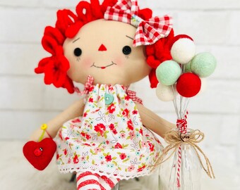 Doll | handmade fabric doll | Stacy the spring flower girl | Doll clothes | Soft toy doll | Raggedy doll | Birthday gift for kids