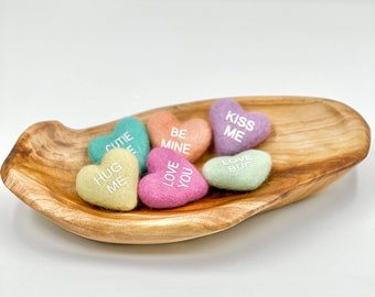 Felt Conversation Hearts | Felt Candy Hearts | Valentine’s Day DIY Garland Supplies | Set of 6