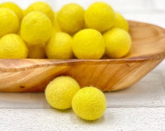 2.5 cm Felt Ball | Wool Felt Pom Pom | DIY Garlands | Yellow Felt balls | Pack of 10
