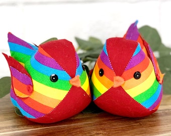 Rainbow Love Birds | Summer Tiered Tray Decor | Cutie Birds | Handmade Bird Figurines | Hutch Decor ideas