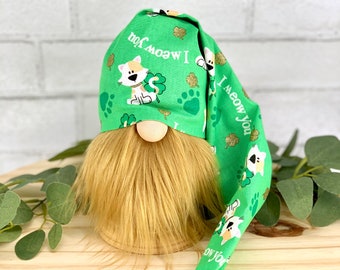 St. Patrick’s Day gnome | Leprechaun  gnomes | kitty decor | cat lover decorations,