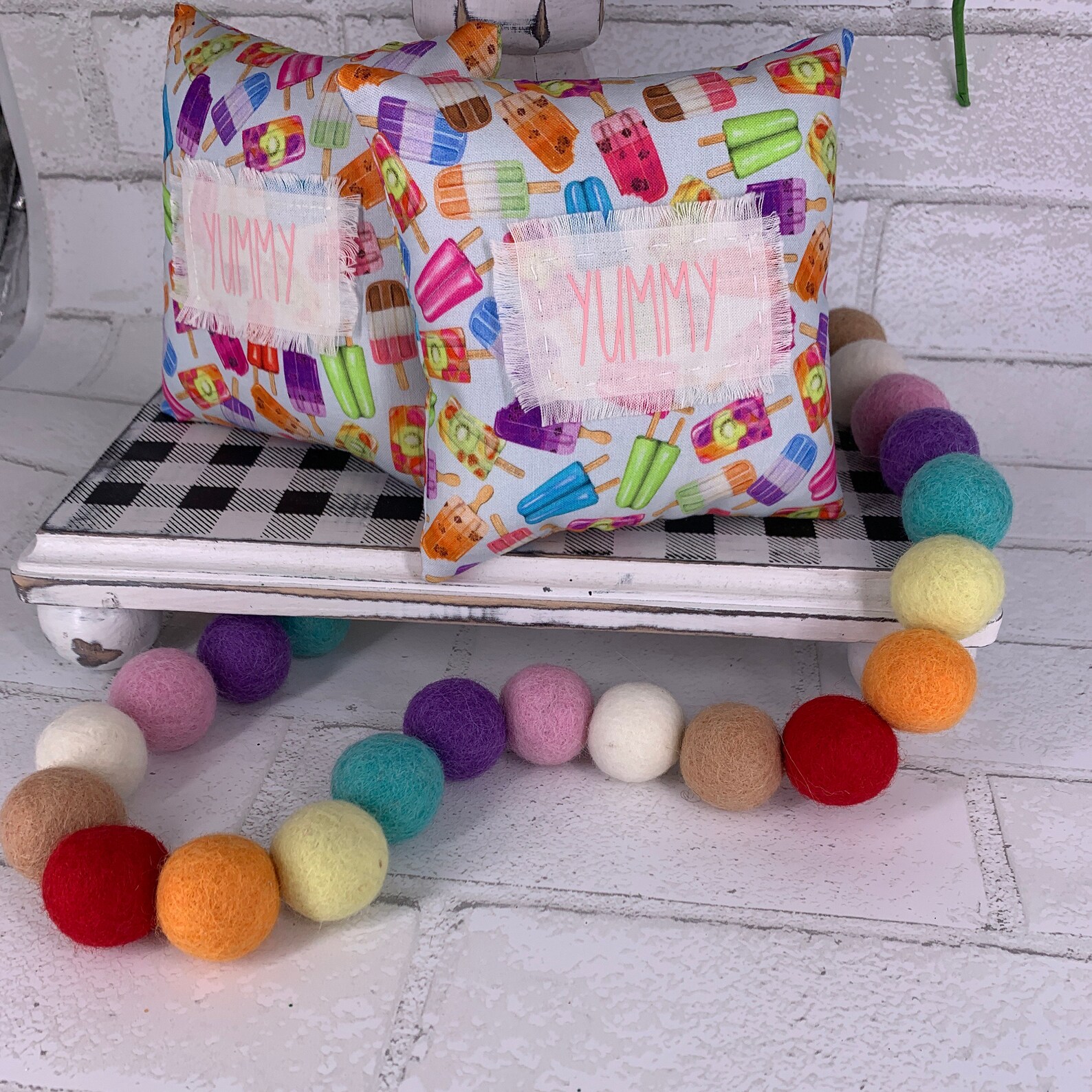 Mini decorative pillow Tiered tray pillows Summer Tiered Etsy