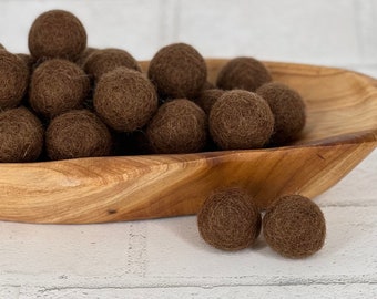 2.5 cm Brown Felt Ball | Wool Felt Pom Pom | Felt Art Decor | DIY Garlands | Felt balls |