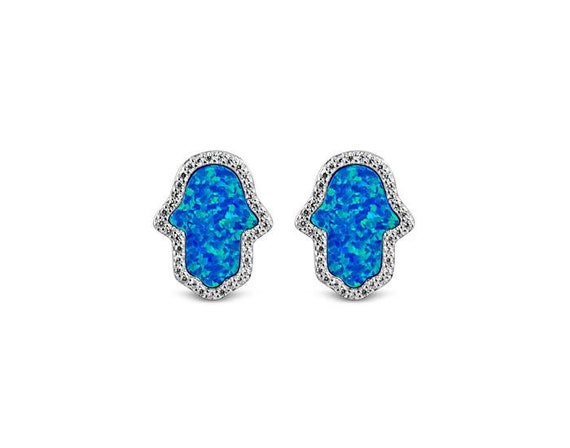 Blue and Clear Hamsa Earrings Blue and Clear Hamsa Earrings