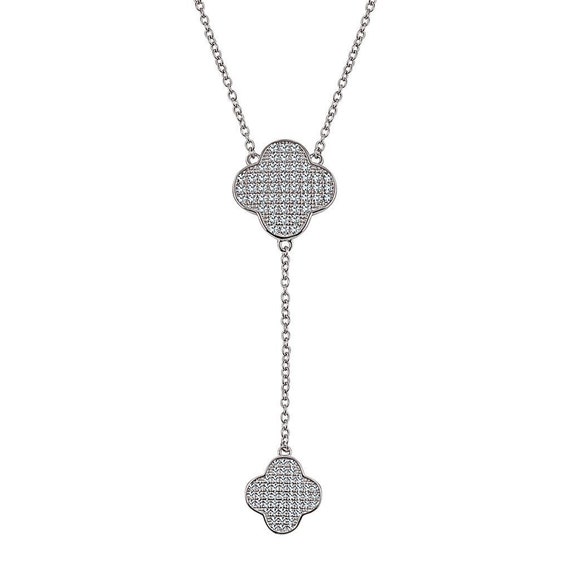 Y-style Lariat Necklace Cubic Zirconia Rhodium on Sterling Silver Nontarnish Y-style Lariat Necklace Cubic Zirconia Rhodium on Sterling Silver Nontarnish