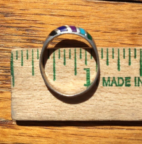 Multi colored, multi stone silver band ring - image 3