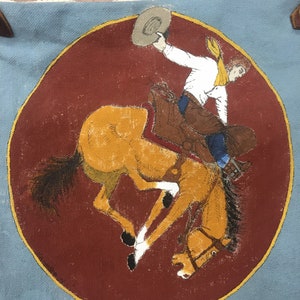 Hand Painted Canvas Bucking Horse Purse Hand Bag