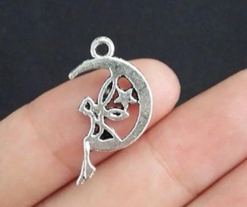 Celestial Earrings Moon Fairy Earrings Crescent Moon Fairies Dangling Earrings Moon Earrings Handmade Jewelry Faeries