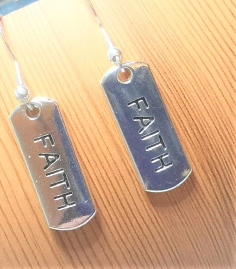 Inspirational Message Earrings Silver Tone Choose Your Words Faith Motivational