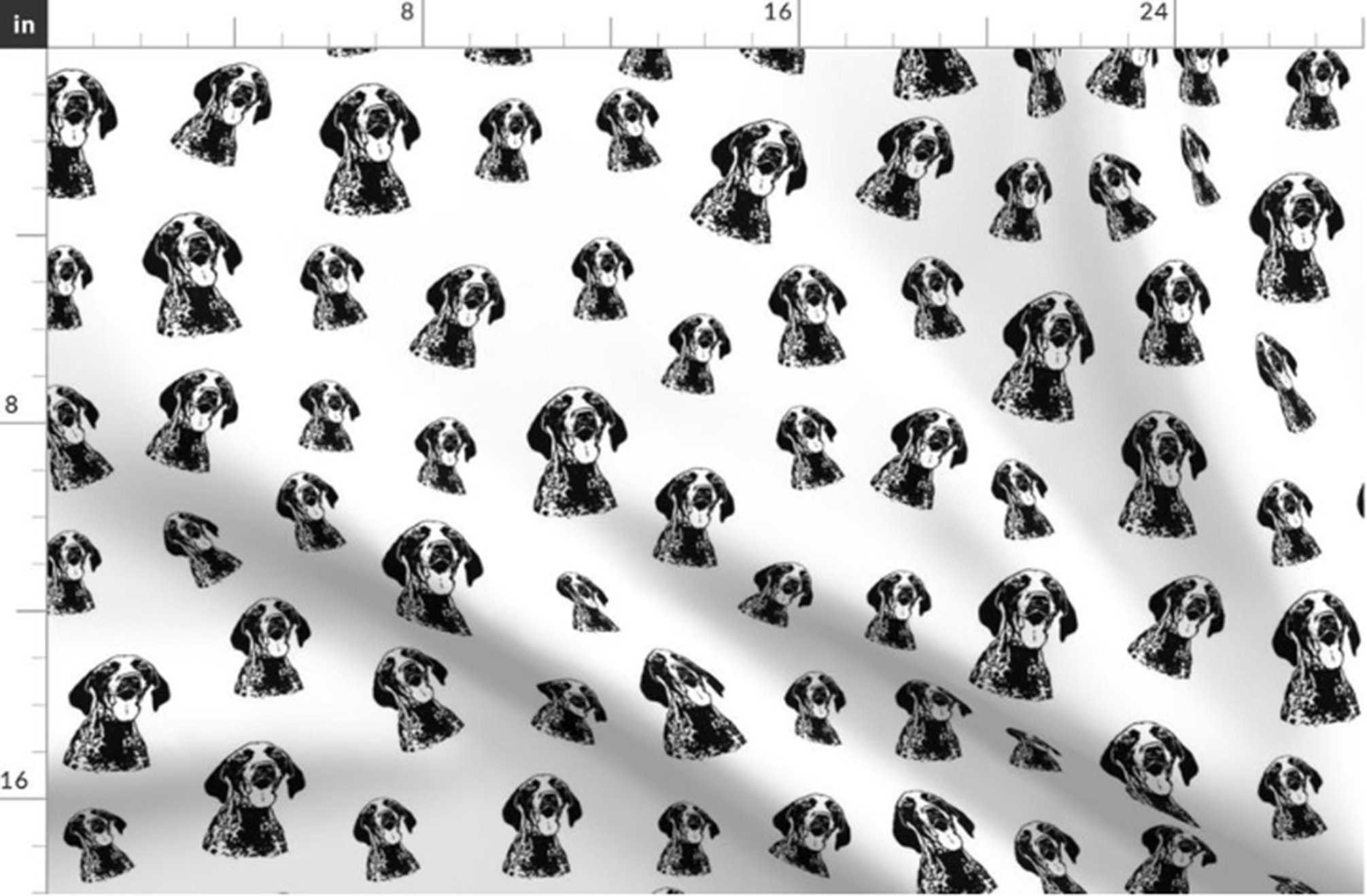 German Shorthaired Pointer Fabric By The Yard Black White Dog Etsy
