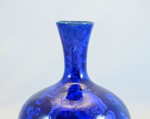 Glowing Blue Crystals on Colbalt Crystalline Vase