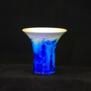 Dazzling Blue Crystals on White - Small Cup Crystalline Vase