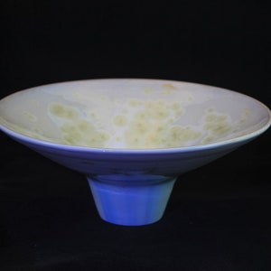 Hint of Blue on a White Ikebana Crystalline Bowl/Vase