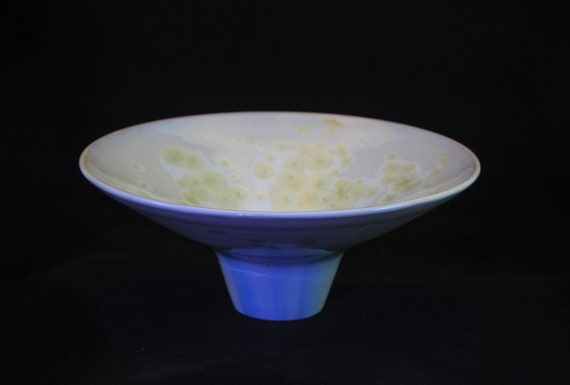 Hint of Blue on a White Ikebana Crystalline Bowl/Vase