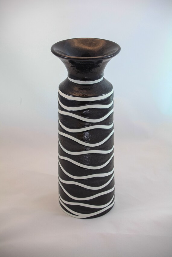 Contemporary Black Striped Vase