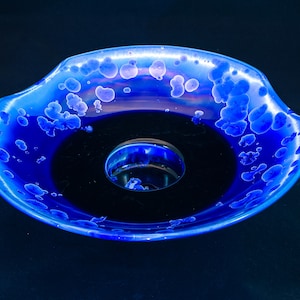 Colbalt Blue Ikebana Crystalline Bowl/Vase