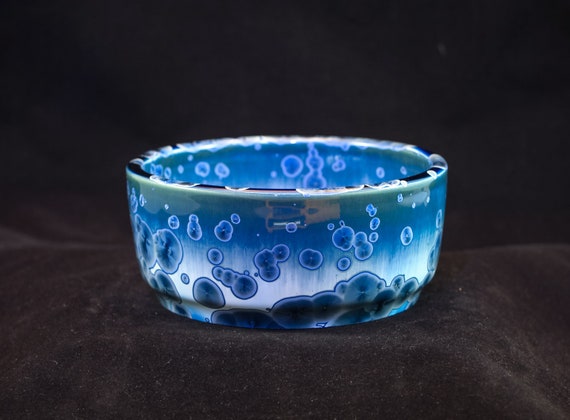 Smaller Deep Blue Ikebana Crystalline Bowl/Vase