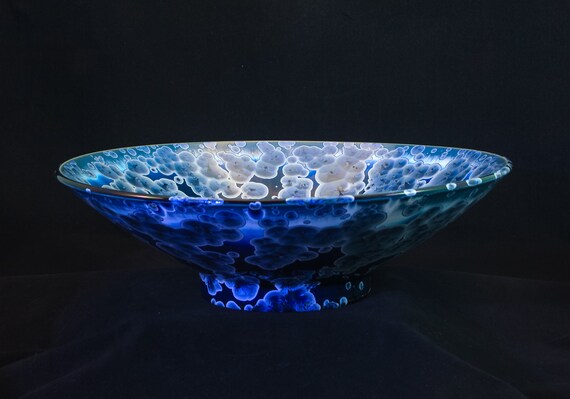 Large Combination Ikebana or Serving Crystalline Bowl/Vase