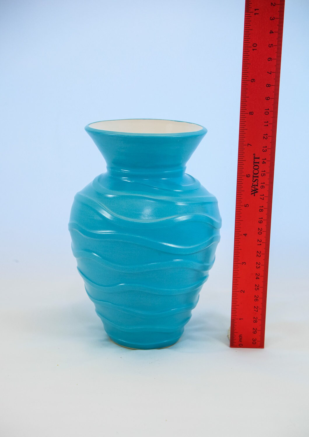 Blue Green Sculpted Vase
