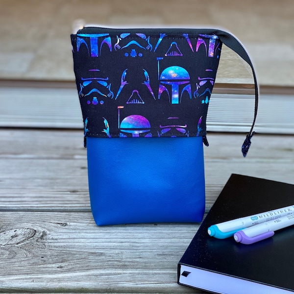 Blue Helmets Sliding Pencil Zipper Pouch great for your journal markers, pencils and pens | Pencil Case